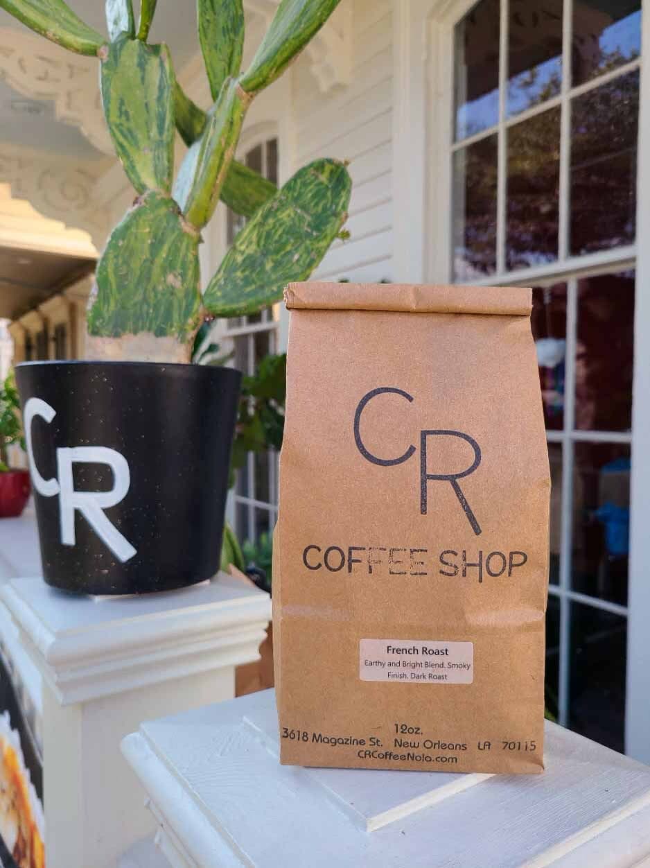 A bag of French Roast on the Magazine Street porch