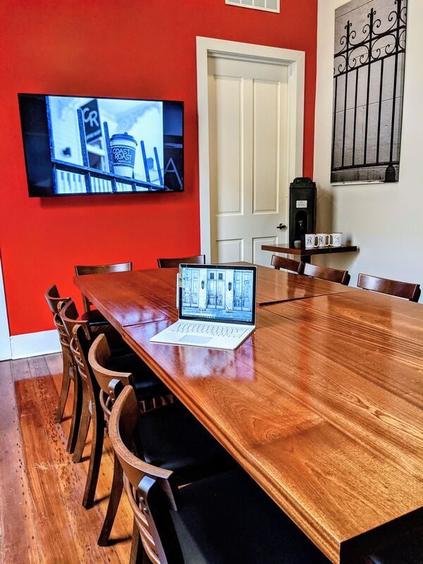 Wall-mounted presentation TV in The Crescent Room