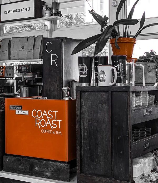Espresso preparation at CR Coffee Shop, brewed with beans roasted on antique 1910s Royal No. 6 drum roasters