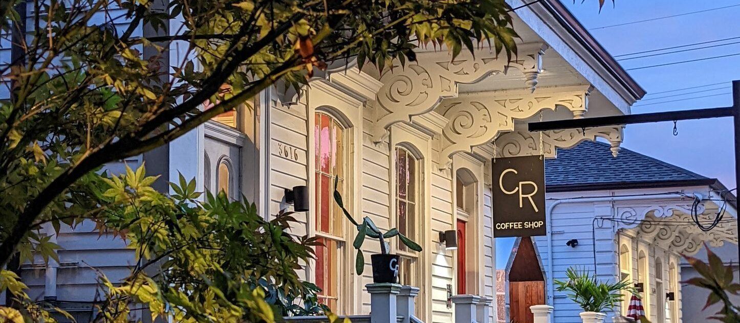 CR Coffee Shop Magazine Street location at golden hour
