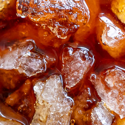 Cold brew over ice in a clear cup