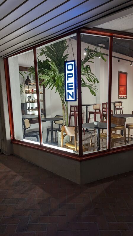 Evening view through the window at CR Coffee Old Metairie