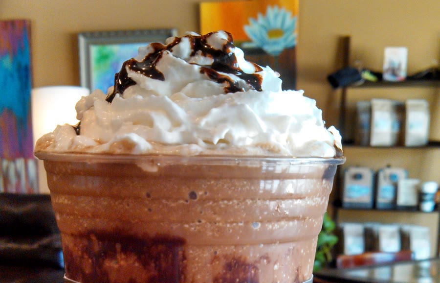 A whipped-cream-topped frozen coffee from the early Coast Roast days in 2014